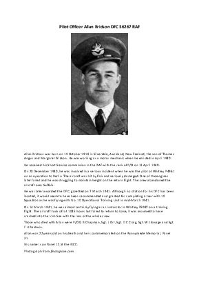 A preview of a PDF biography for Bridson, Allan